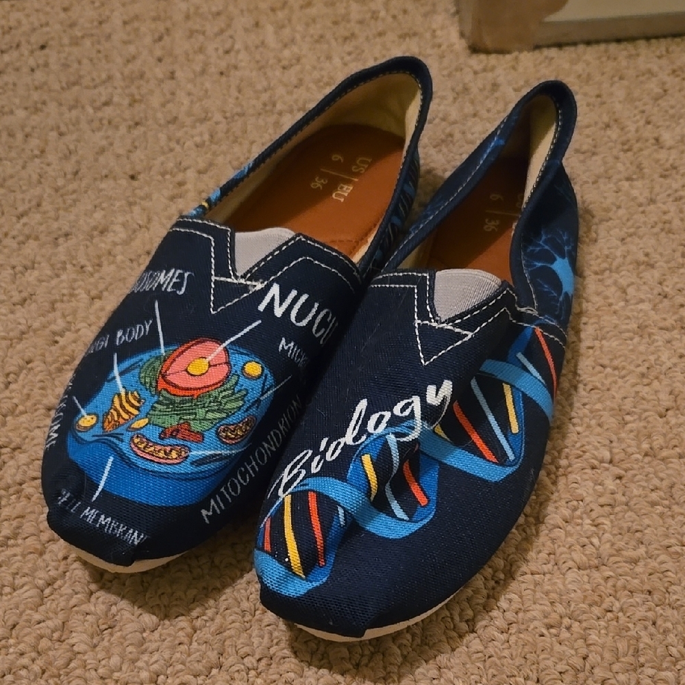 Blue Science-Themed Slip-On Shoes